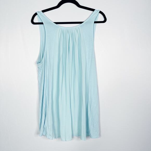 Banana Republic Womens M Blue Pleated Back High Low Hem Sleeveless Blouse Top - Picture 2 of 9